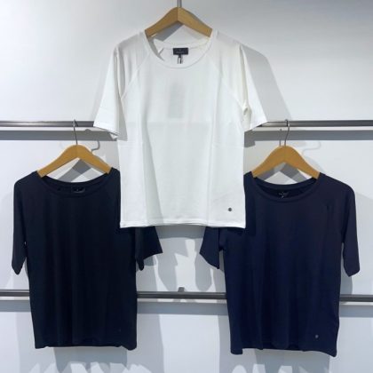 monari - Basic Shirt mit kurzem Arm in  Beige - Wollweiß - Blau - Braun