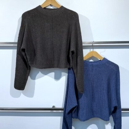 Oui - Langarmpulli längsgestrickt mit angesetztem Rundhalskragen