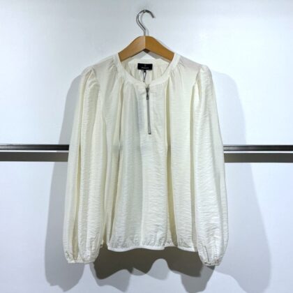 monari – Kragenlose Bluse mit Reißverschluss