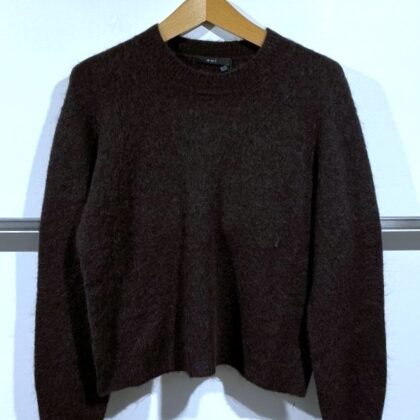 Oui - Brauner Kuschelpullover mit Rundhalsausschnitt