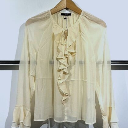 Oui – Kragenlose Bluse im aktuellen Boho-Stil