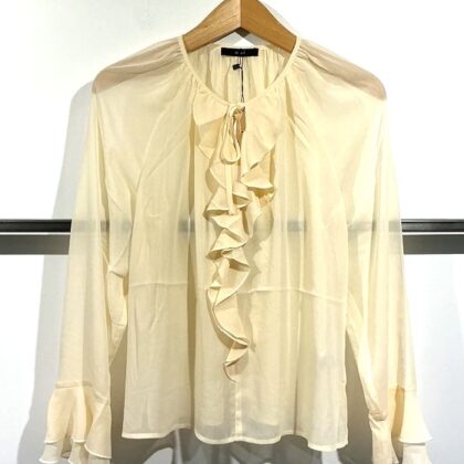 Oui – Kragenlose Bluse im aktuellen Boho-Stil