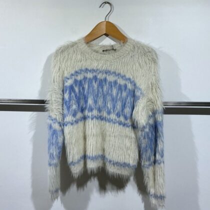 Oui - Flauschiger Pullover mit eingetricktem Muster