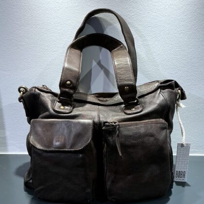 Biba - Leder-Umhängetasche mit Henkeln und langem Tragegurt in Braun