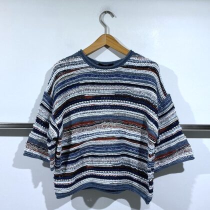 Oui -Rundhalsausschnitt Pullover mit Rollkante Überchnittene