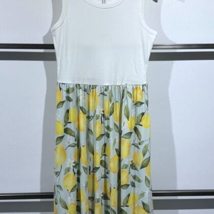 Oui - Midi Kleid mit Tank Top in elastischer Baumwollrippe und angesetzter Rock