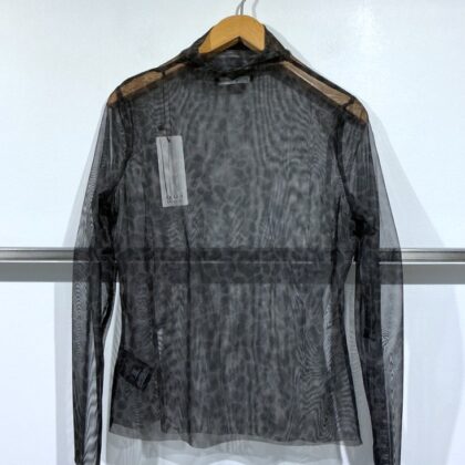 Oui - Langarmshirt aus bedruckter Meshware